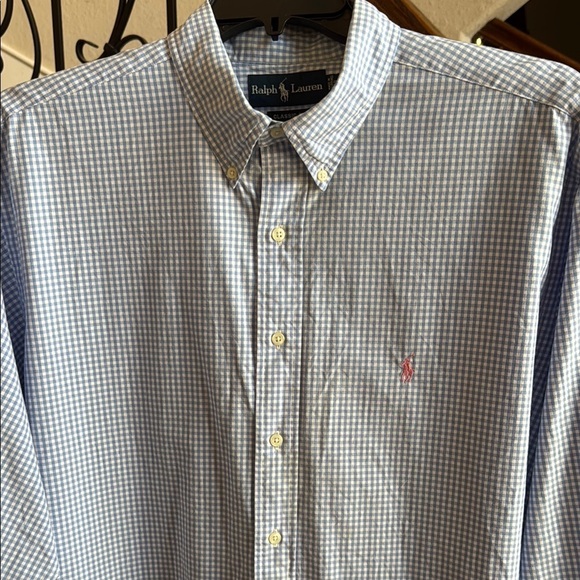 POLO RALPH LAUREN Men’s Blue and White Checkered Shirt, 18 34/35 - Picture 2 of 11